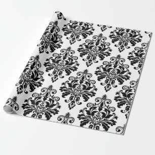 Elegant Black en White Damask Pattern Cadeaupapier