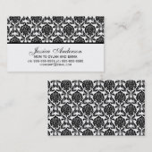 Elegant Black en White Damask Pattern Contactkaartje (Voorkant / Achterkant)