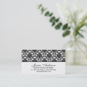 Elegant Black en White Damask Pattern Contactkaartje (Staand voorkant)