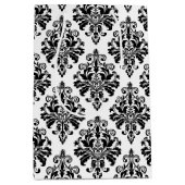 Elegant Black en White Damask Pattern Medium Cadeauzakje (Voorkant)