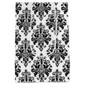 Elegant Black en White Damask Pattern Medium Cadeauzakje (Achterkant)