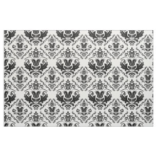 Elegant Black en White Damask Pattern Stof