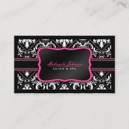Elegant Black en White Damask Salon en Spa Visitekaartje