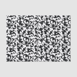 Elegant Black en White Damask Swirls Tissuepapier