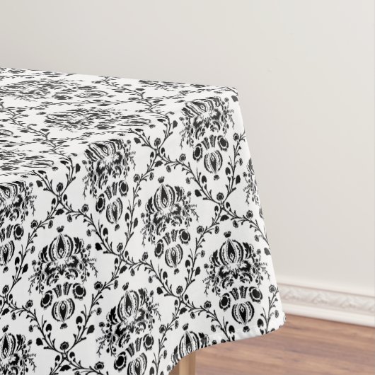 Elegant Black en White Damask Tafelkleed (Voorbeeld)