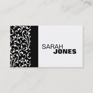 Elegant Black en White Damask Visitekaartje