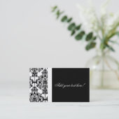 Elegant Black en White Damask Visitekaartje (Staand voorkant)