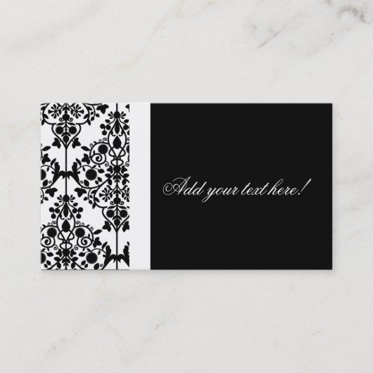 Elegant Black en White Damask Visitekaartje (Voorkant)