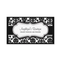 Elegant Black en White Damask Visitekaartjes
