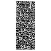 Elegant Black en White Damask Wijn Cadeautas (Voorkant)