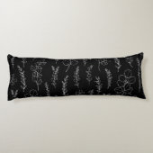 Elegant Black en White Eucalyptus Pattern Lichaamskussen (Achterkant)