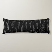 Elegant Black en White Eucalyptus Pattern Lichaamskussen (Voorkant)
