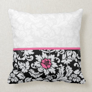 Elegant Black en White Floral Damaskers Kussen