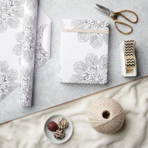 Elegant Black en White Floral Mandala Pattern Cadeaupapier