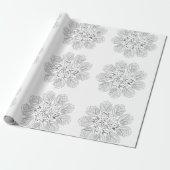 Elegant Black en White Floral Mandala Pattern Cadeaupapier (Uitgerold)
