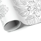 Elegant Black en White Floral Mandala Pattern Cadeaupapier (Rol Hoek)