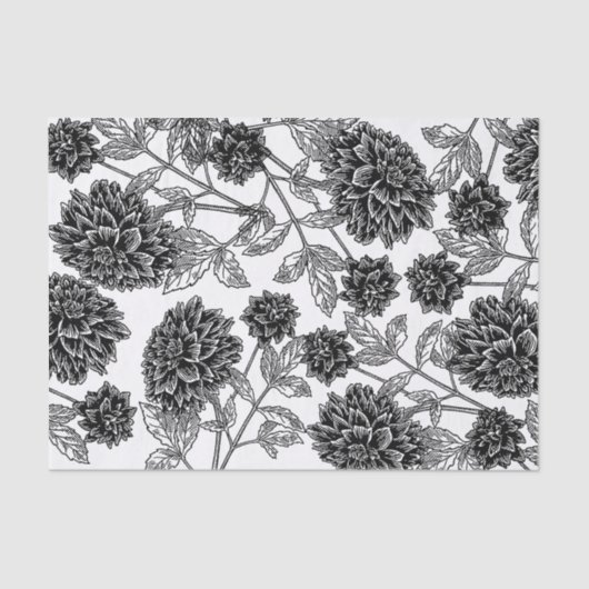 Elegant Black en White Floral Tissuepapier (Voorkant)