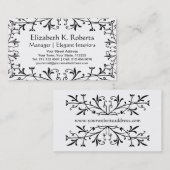 Elegant Black en White Flourish Artistic Designer Visitekaartje (Voorkant / Achterkant)