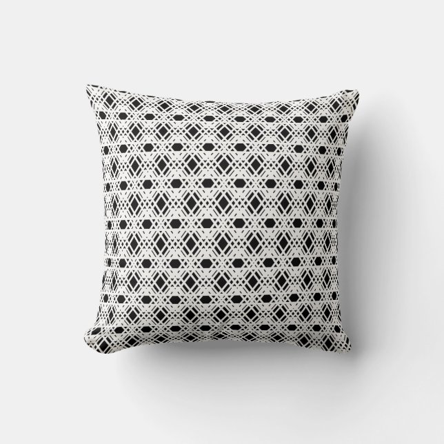 Elegant Black en White Geometric Pattern Kussen (Voorkant)