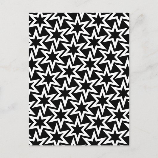 Elegant Black en White Geometric Star Pattern Briefkaart (Voorkant)