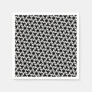 Elegant Black en White Geometric Star Pattern Servet