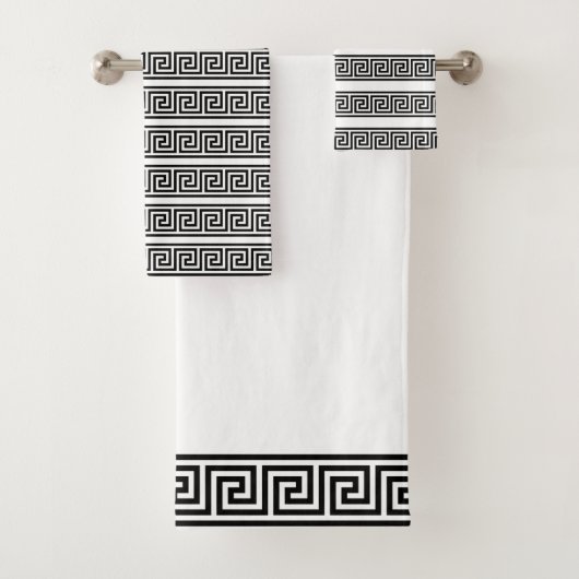 Elegant Black en White Greek Pattern Bad Handdoek (Insitu)