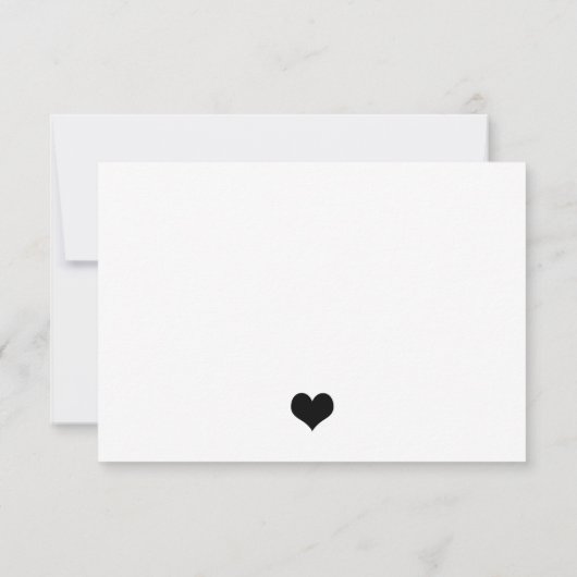 Elegant Black en White Heart Save The Date (Achterkant)