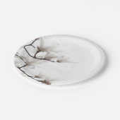 Elegant Black en White Magnolia Floral Waterverf Papieren Bordje (Gekanteld)
