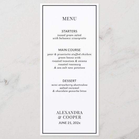 Elegant Black en White Menu (Voorkant)