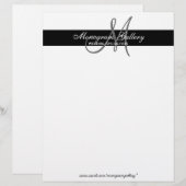 Elegant Black en White Monogram Letterhead Linen (Voorkant / Achterkant)