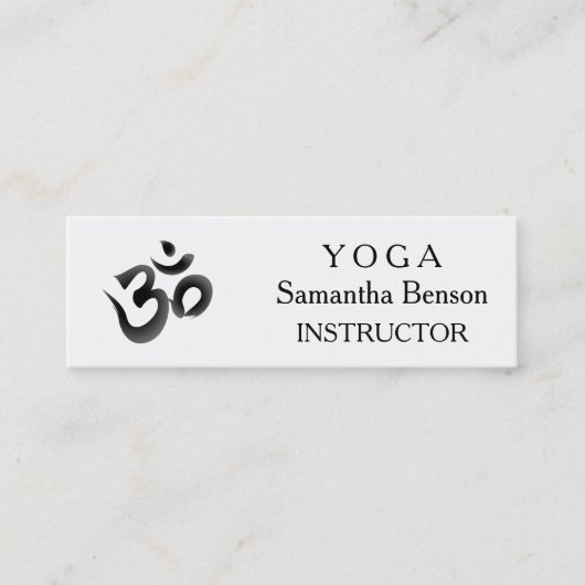 Elegant Black en White OM-symbool Yoga-instructeur Mini Visitekaartje (Voorkant)