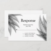 Elegant Black en White Palm Leaves RSVP (Voorkant / Achterkant)