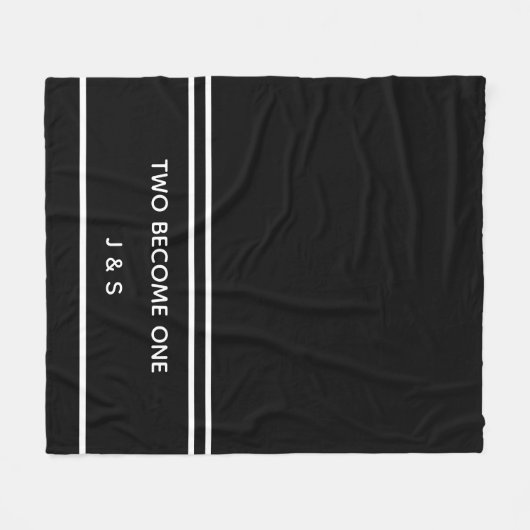 Elegant Black en White Pas getrouwd Initialen Fleece Deken (Voorkant (Horizontaal))
