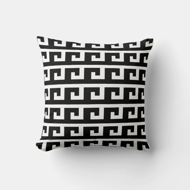 Elegant Black en White Pattern Kussen (Voorkant)