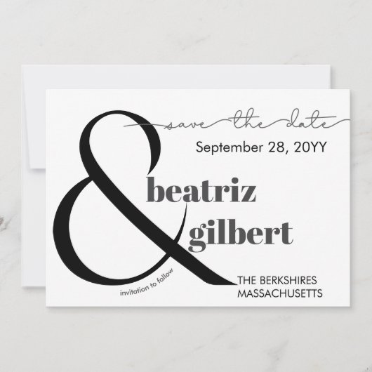 Elegant Black en White Photo Save the Date (Voorkant)