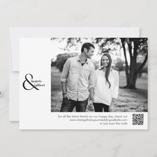 Elegant Black en White Photo Save the Date (Achterkant)