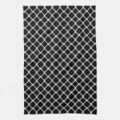 Elegant Black en White Quatrefoil Pattern Theedoek (Verticaal)