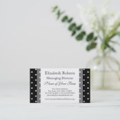 Elegant Black en White Retro Polka Dots Visitekaartje (Staand voorkant)
