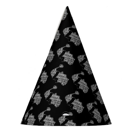 Elegant Black en White Santa Typografie Kerstmis Feesthoedjes (Links)