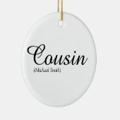 Elegant Black en White Script Cousin Definitie  Keramisch Ornament (Rechts)