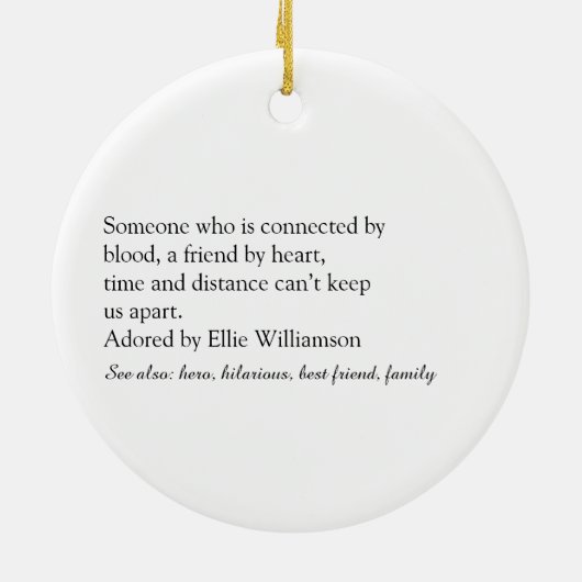 Elegant Black en White Script Cousin Definitie  Keramisch Ornament (Achterkant)