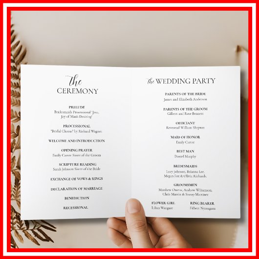 Elegant Black en White Simple Modern Wedding Programma