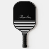 Elegant Black en white Stripe Patroon personaliser Pickleball Paddle (Voorkant)