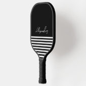 Elegant Black en white Stripe Patroon personaliser Pickleball Paddle (Links)