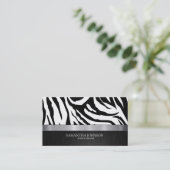 Elegant Black en White Zebra Visitekaartje (Staand voorkant)