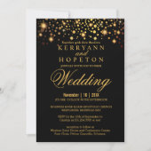 Elégant Black et Gold Faux Foil Dots Invitation (Devant)