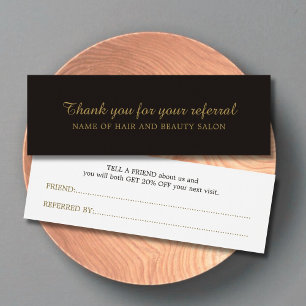 Elégant Black Faux Gold Beauty Salon Carte de réfé