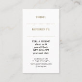 Elegant Black Faux Gold Beauty Salon Referral-Kaar Aanbevelingskaartje (Achterkant)