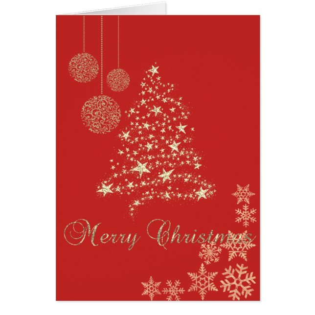 Elegant Black, Faux Gold kerstboom, Snowflakes (Voorkant)