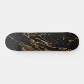 Elegant Black Faux Gold Marble Skateboard (Horizontaal)